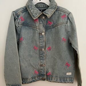 7 for all mankind toddler 5T Jean Jacket With Embroidered Pink Bows